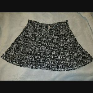 Black and white floral skater skirt